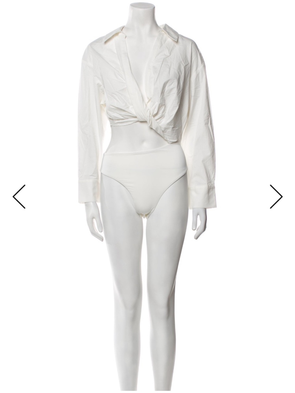 MISHA COLLECTION Twist-Front Cropped Shirt in white